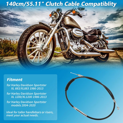 Clutch Cable for Harley Sportster XL883 XL1200 (1986–2013) 140cm/55.11"