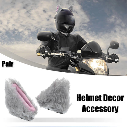 Plush Cat Ears Helmet Decor for Bicycle Motorcycle (1 Pair)