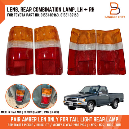 Amber Lens Pair for Tail Lamp Rear Light Toyota Hilux Ute (88-96)
