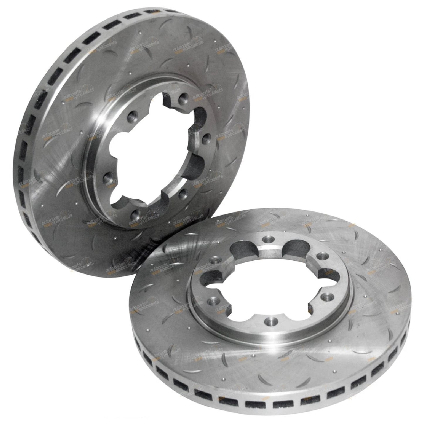 2 Slotted and Drilled Front Disc Brake Rotors for Nissan Patrol GU (1997–2016)