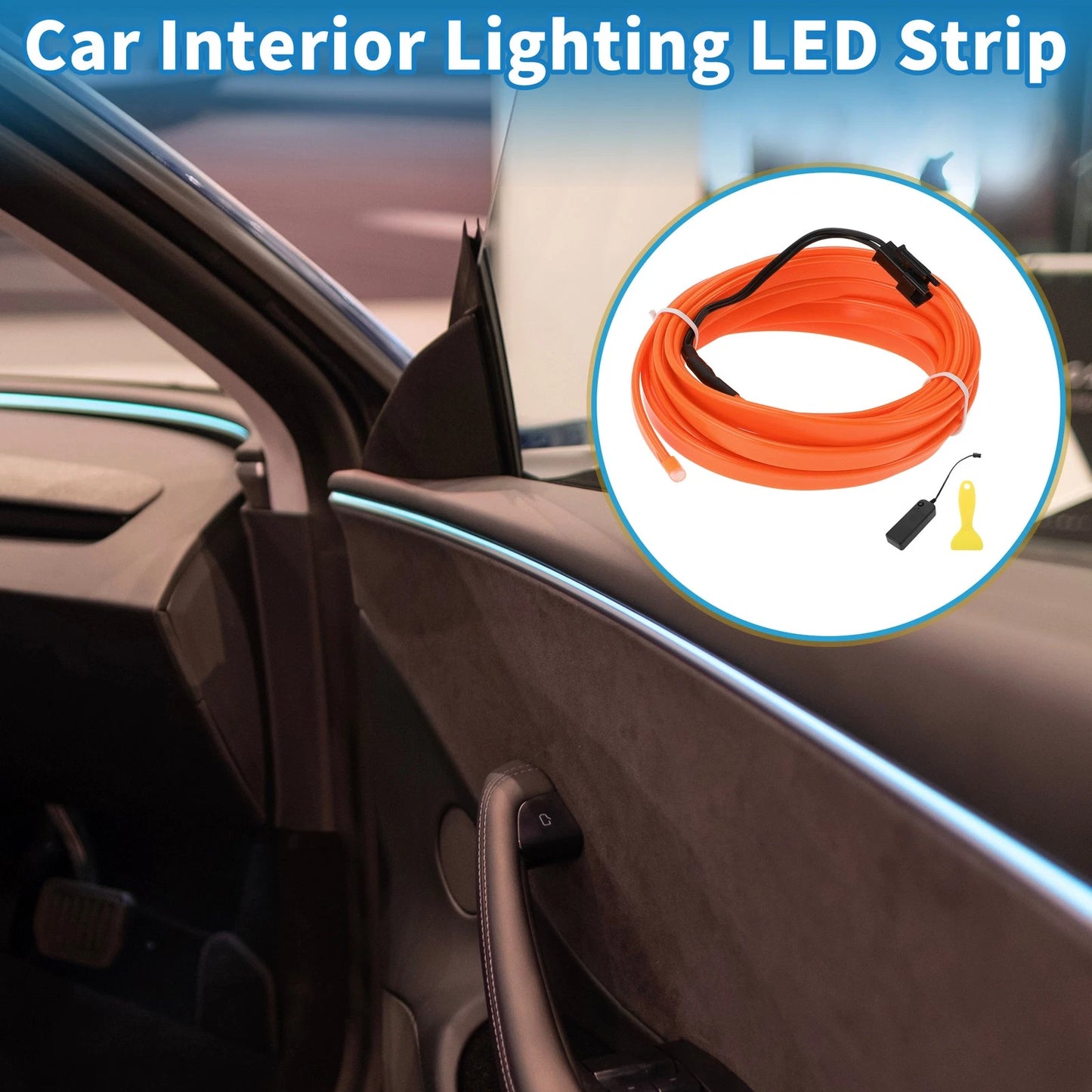 LED Strip Interior Decoration Lighting for Car (3 Meter, Orange)