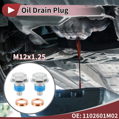 Set of 1 Oil Drain Plug for Nissan Infiniti (No. 1102601M02) Blue Silver Tone