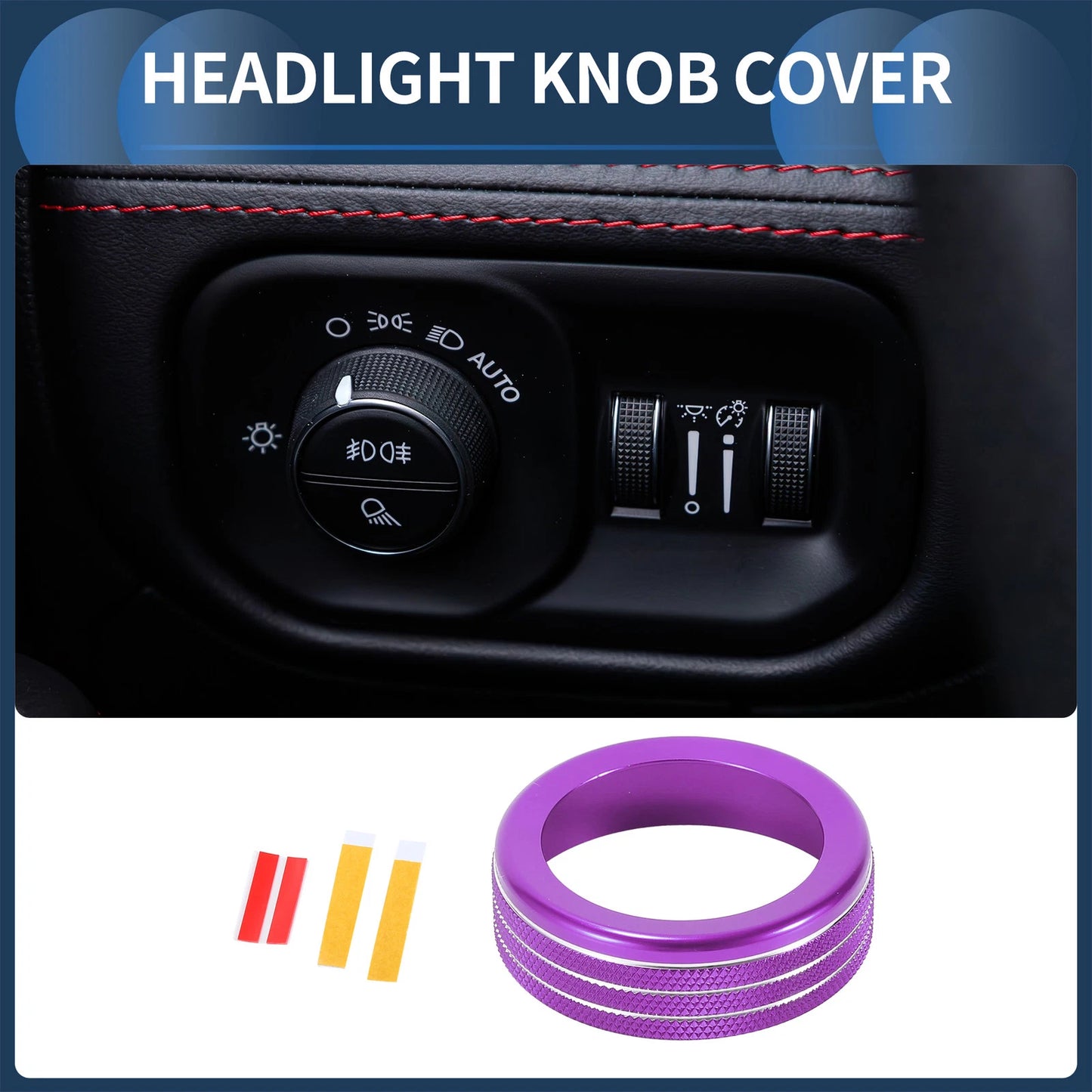 Headlight Fog Light Switch Knob Cover Ring for Dodge RAM (2018–2022) Purple