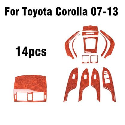 Wood Grain Interior Kit Cover Trim 14PCS for Toyota Corolla (2007–2013)