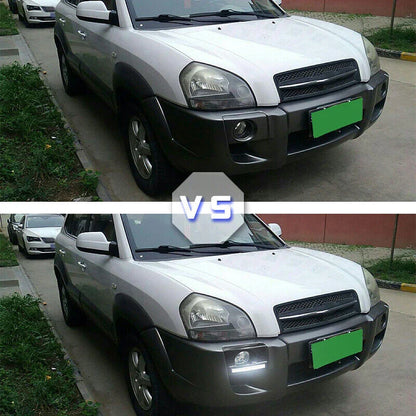 LED DRL Daytime Running Lights Fog Lamps Bumper for Hyundai Tucson (2005–2009)