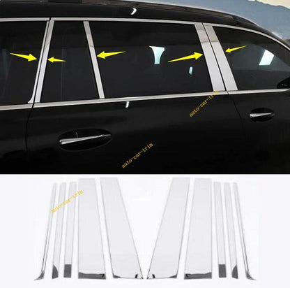 10PCS Chrome Steel Window Center Pillar Cover Trim for Benz GLS-Class (2020–2025)