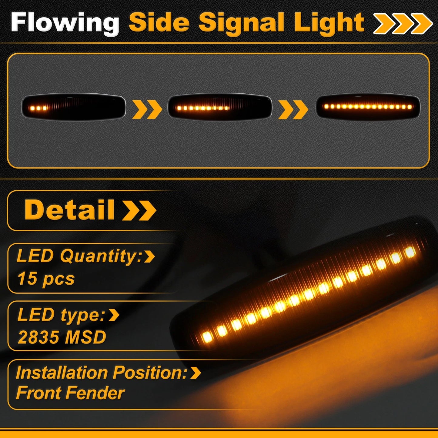 Dynamic Amber LED Side Marker Fender Light for Infiniti EX25 (2007–2013)