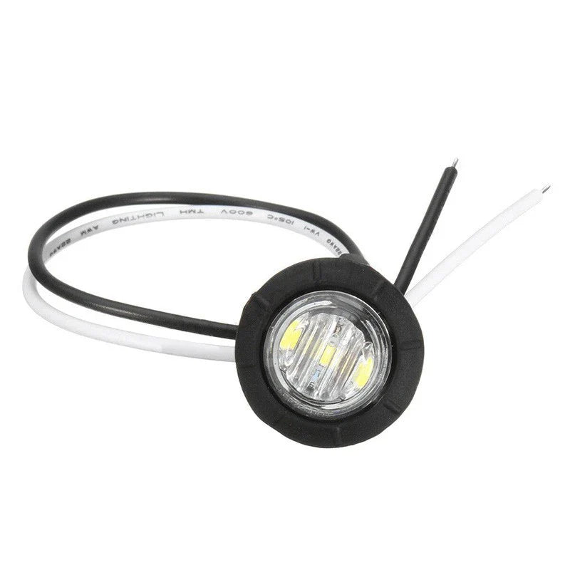 4 x Round Side Marker Mini White Light 3-LED Lamp for Truck Trailer Caravan