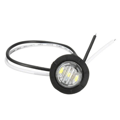 4 x Round Side Marker Mini White Light 3-LED Lamp for Truck Trailer Caravan