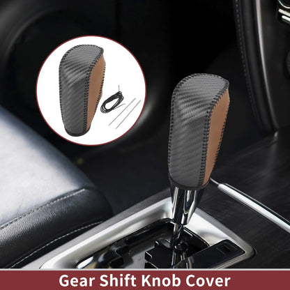 Gear Shift Knob Cover for Ford Fiesta (2009–2012) Black Brown Faux Leather