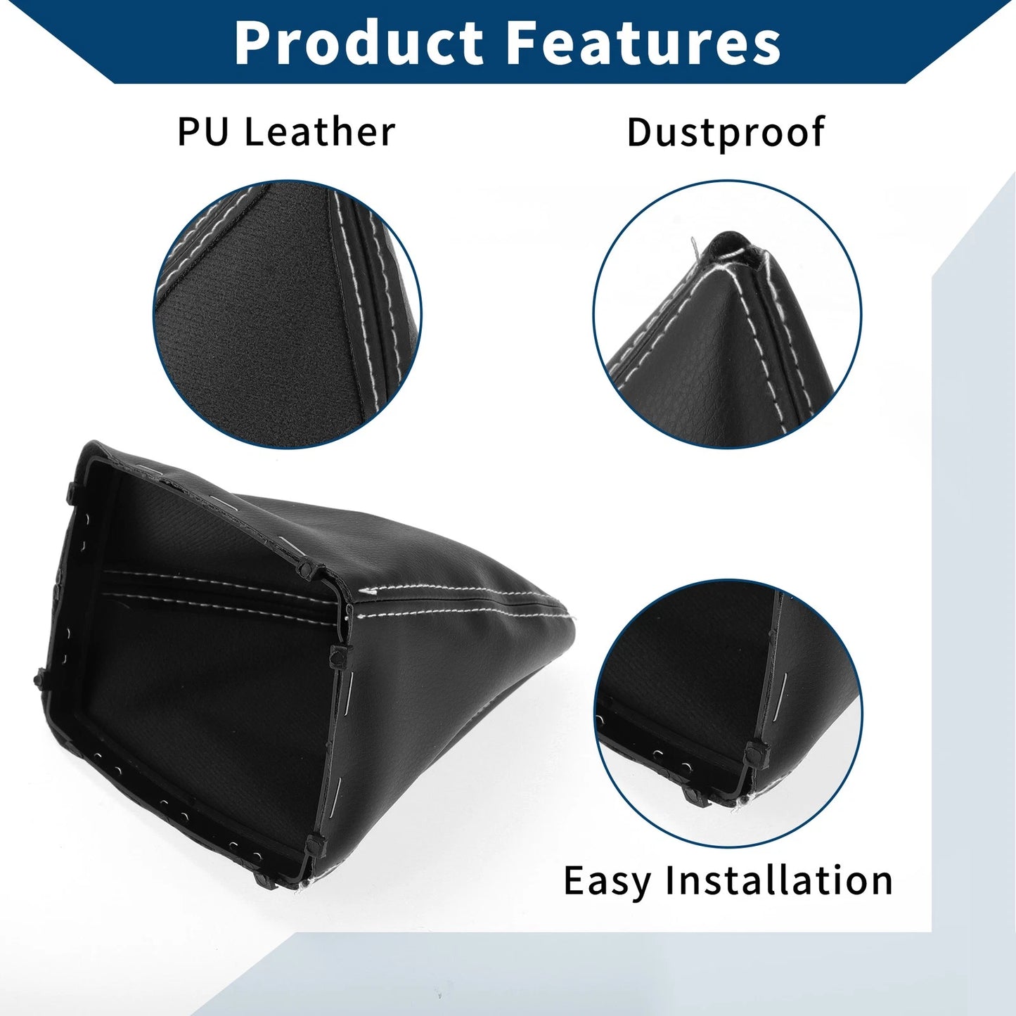 1 Pc Gear Shift Gaiter Black White Leather for Ford Focus C-MAX (03-10)