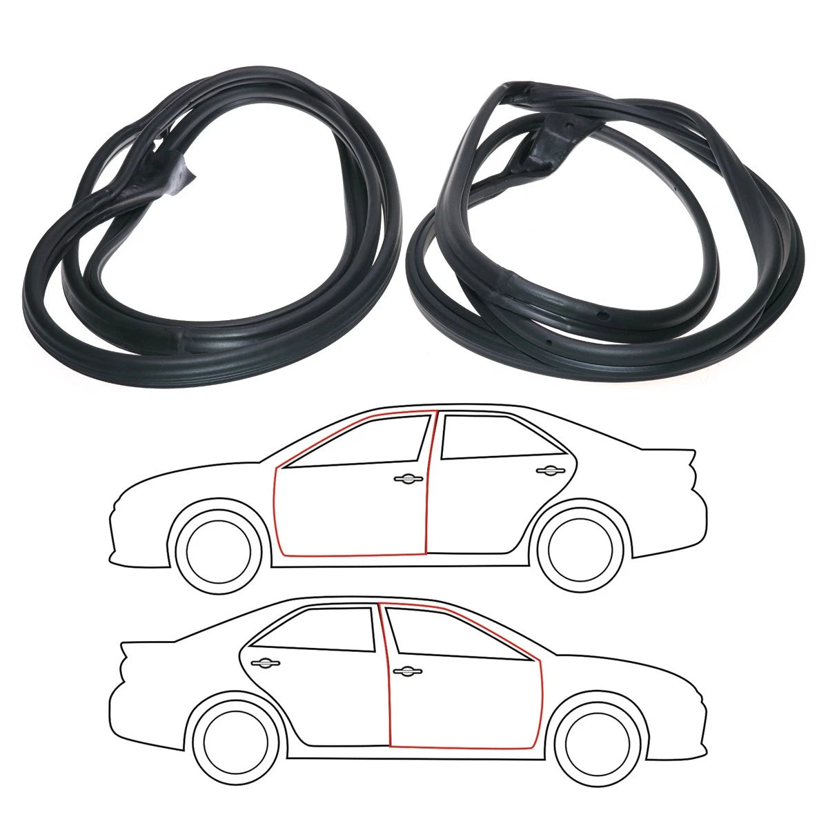 Set of 2 Front Door Weatherstrips for Mercedes-Benz W201 (1983–1993)
