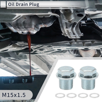 Set of 1 M15x1.5 Engine Oil Drain Plug with Gasket for Car Motorcycle