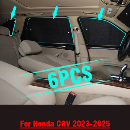 6 x Side Window Camp Black Silver Sunshade for Honda CR-V (2023–2025)