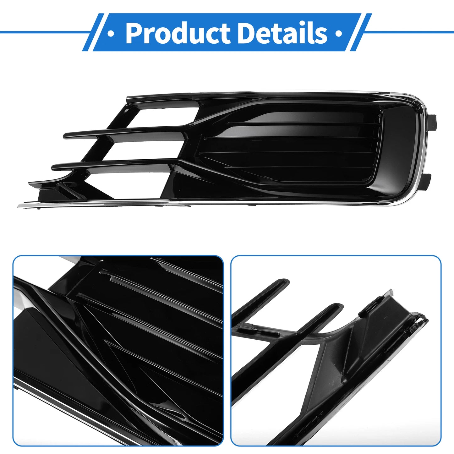 1 Pc Fog Light Grill for Audi A6 (2016–2018) No. 4G0807681AE Black
