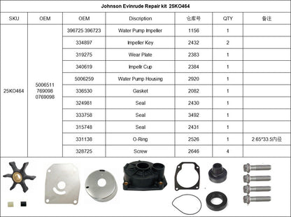 Water Pump Kit for Johnson Evinrude ETEC 40/50/60