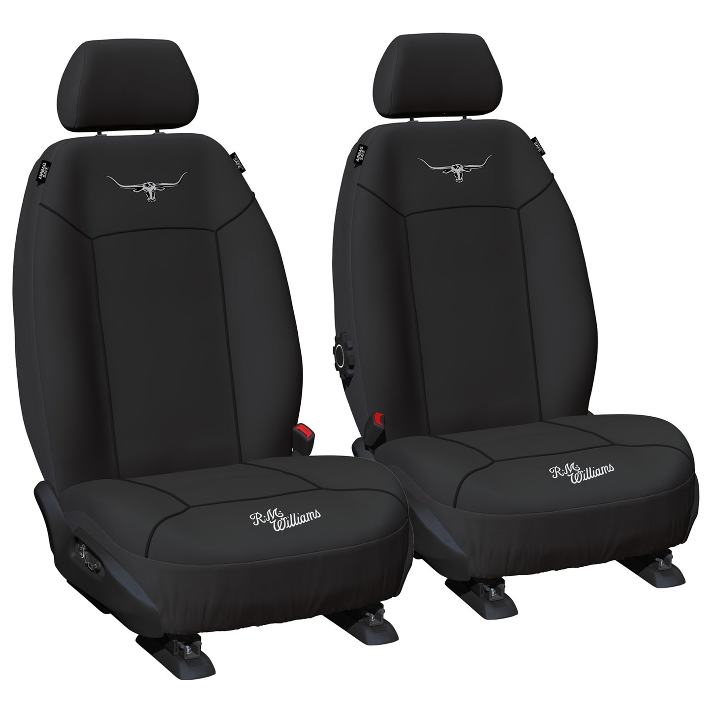 Set of 2 Black Canvas Front Car Seat Covers for Universal Fit