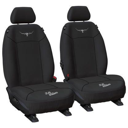 Set of 2 Black Canvas Front Car Seat Covers for Universal Fit