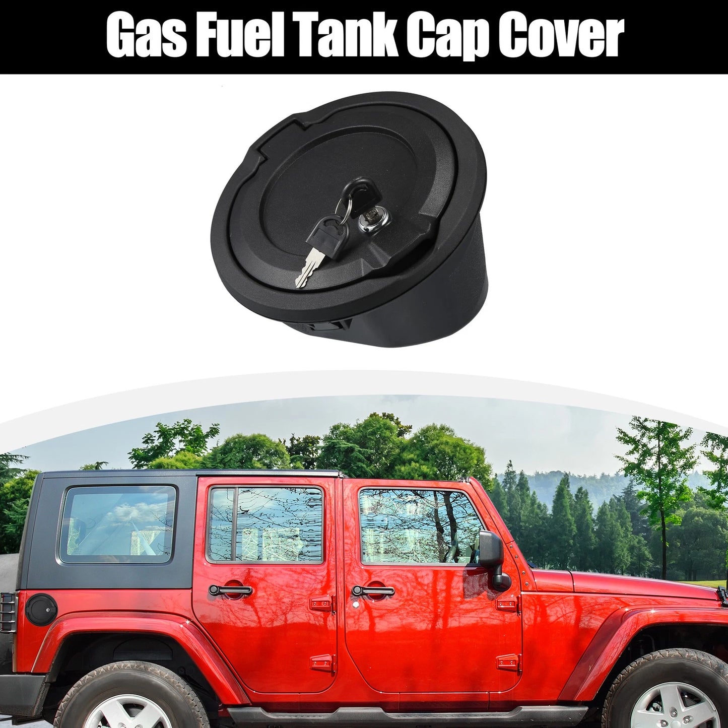 Gas Cap Fuel Filler Door Cover for Jeep Wrangler (2018–2022) Black