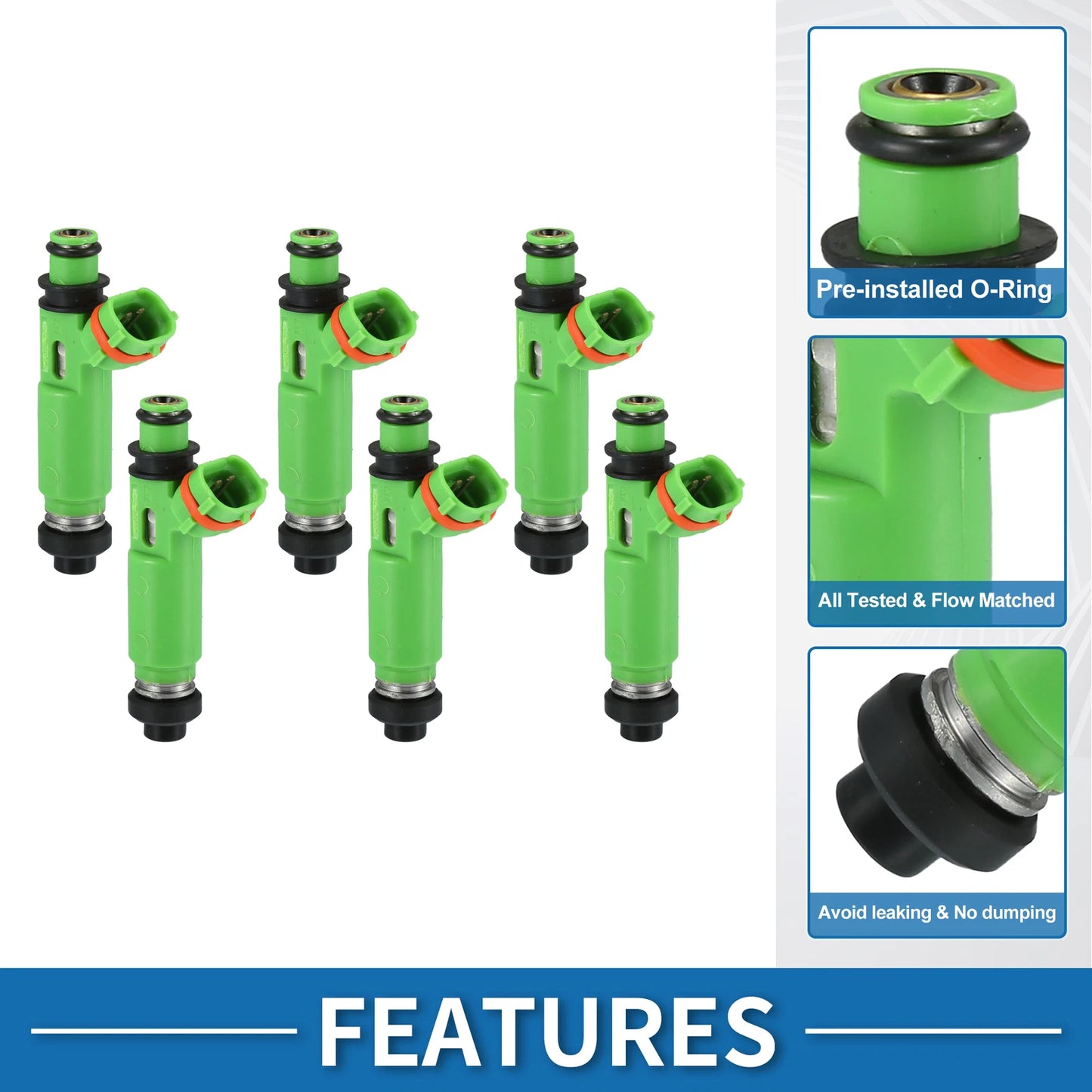 Set of 6 Fuel Injectors No.MD332733 for Mitsubishi Montero Sport (1997–2001)