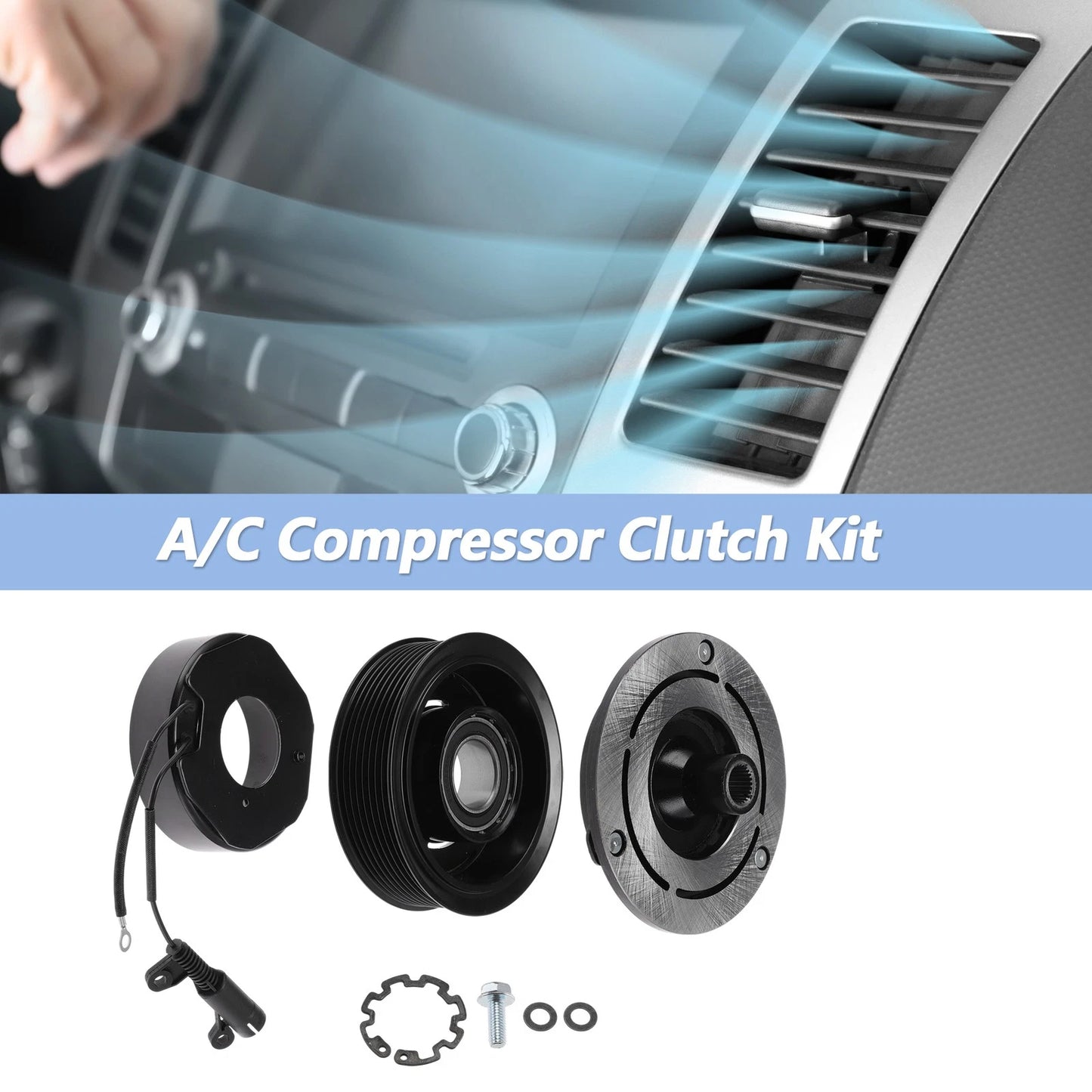 AC Compressor Clutch Kit Set for Dodge Ram 2500 6.7L (2010–2018) 10S17C 12v 8 Groove