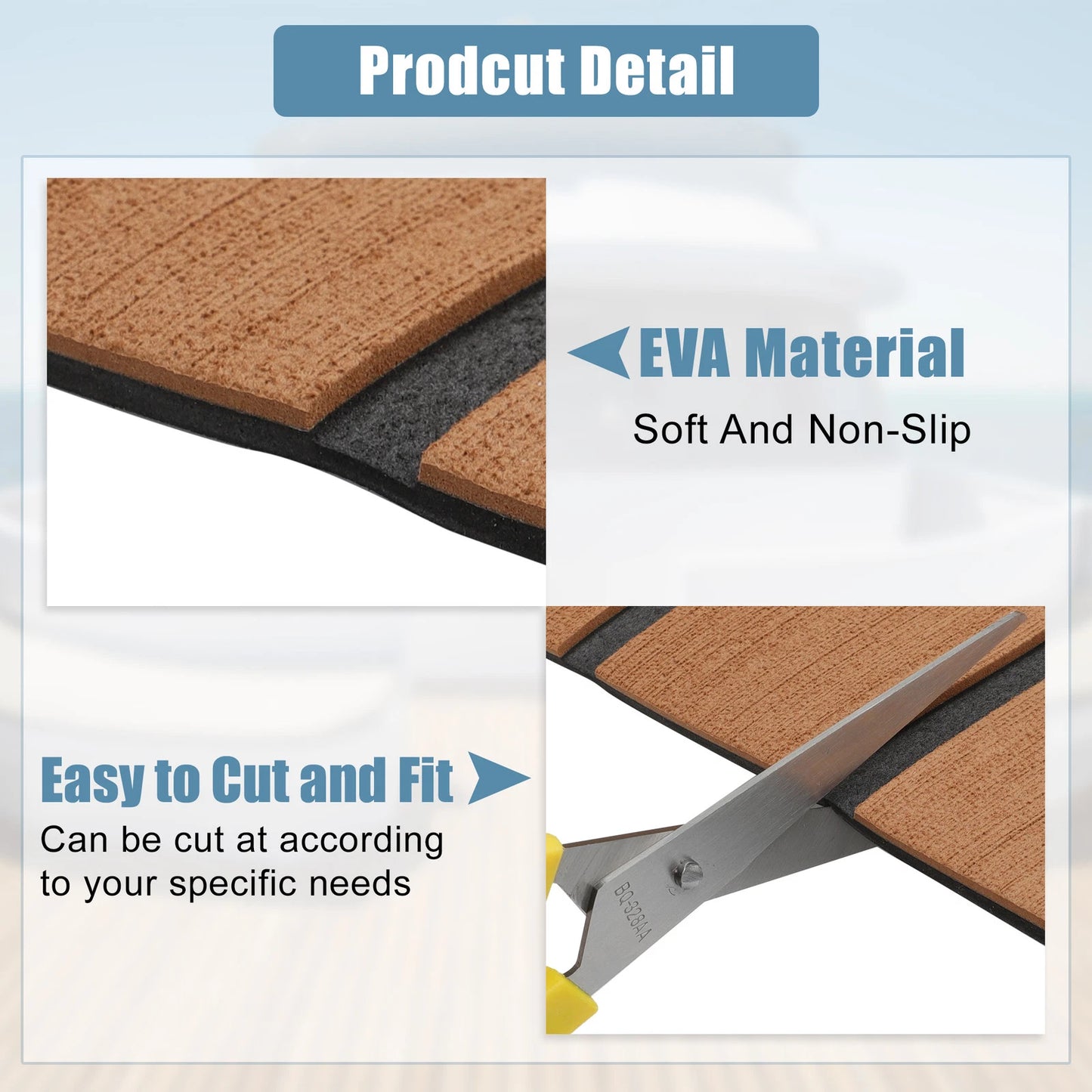 EVA Faux Teak Decking Sheet for Boat Yacht (94.49"x35.43") Brown Black