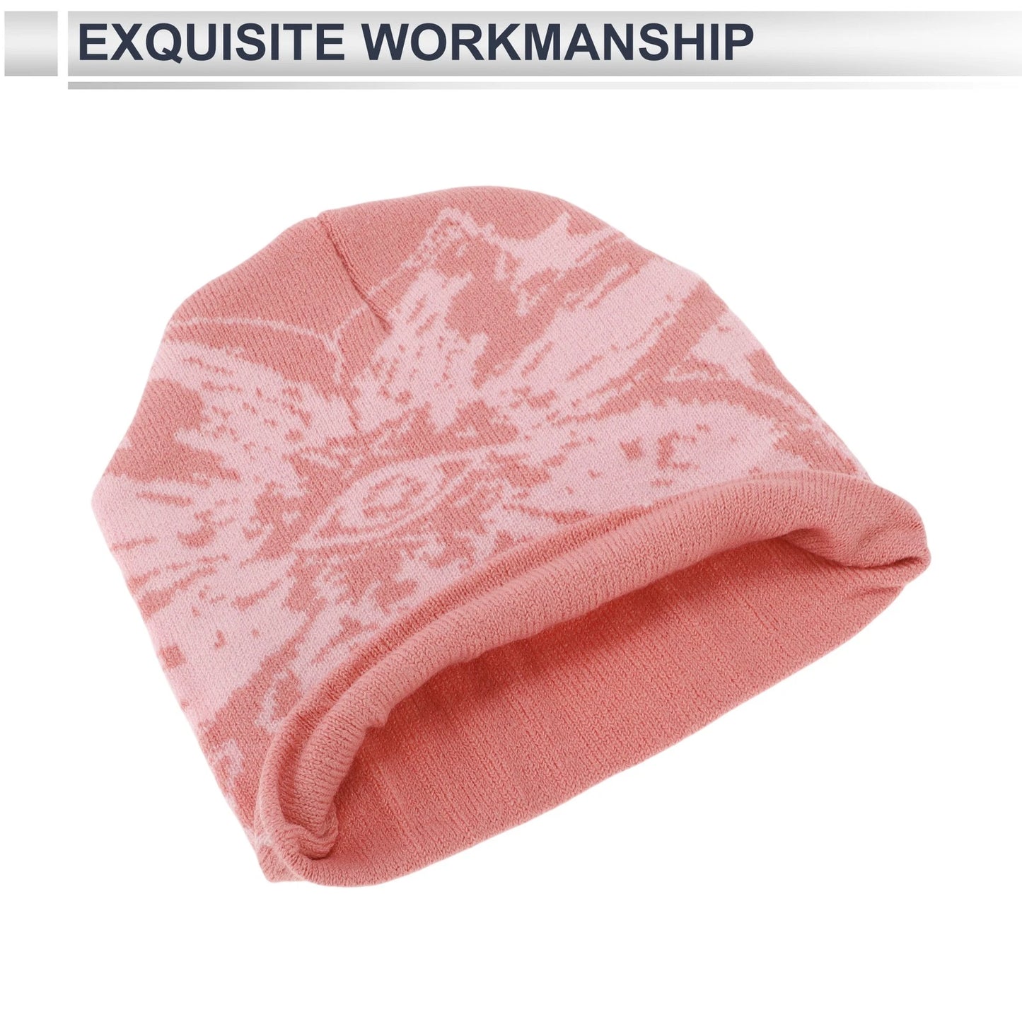 Cycling Hat for Universal Fit (1 Pc) - Warm Comfortable Light Pink Eye Pattern