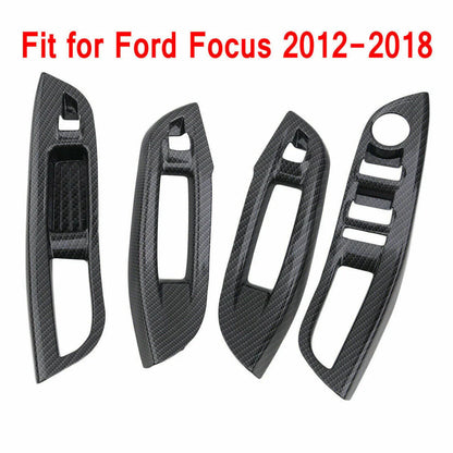 Carbon Fiber Window Switch Panel Cover for Ford Focus (2012–2018)