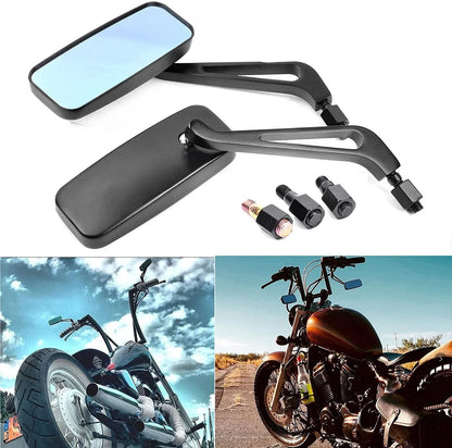 Black M8/M10 Motorcycle Mirrors for Chopper Cruiser Bobber Cafe Racer