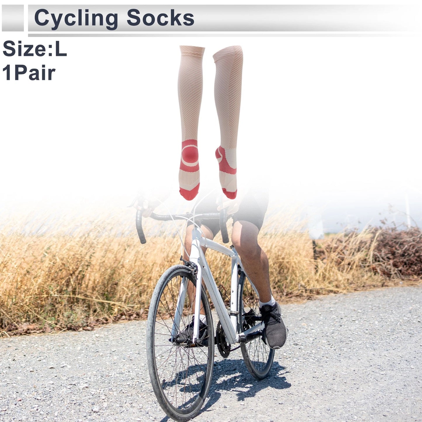 Cycling Socks Anti-Friction Size L Colorblock Light Pink