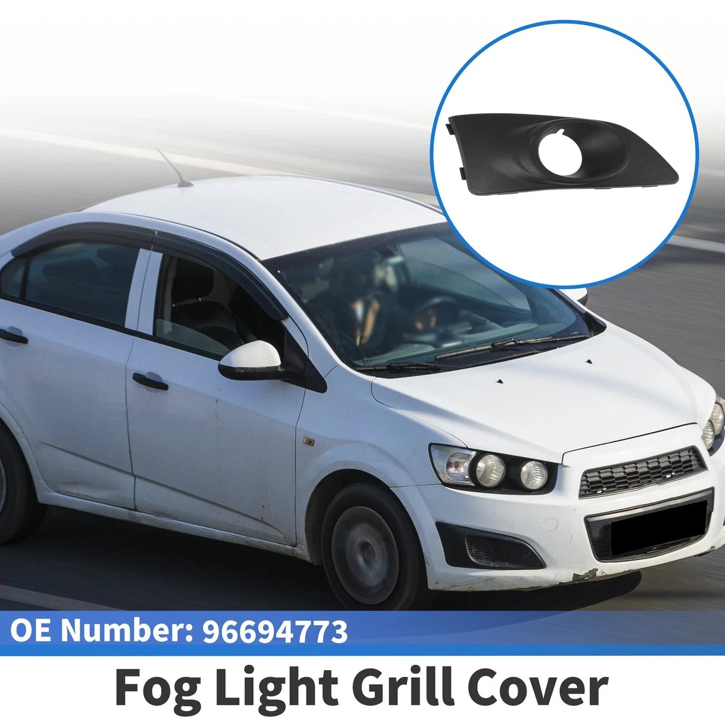 Front Right Fog Light Grill for Chevrolet Aveo (2011-2014) Black 1 x Piece