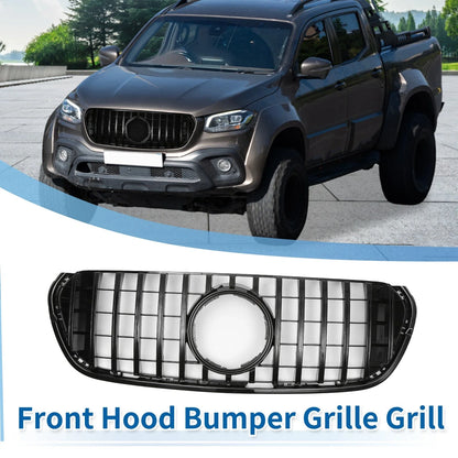 Front Upper Bumper Grille for Mercedes-Benz X-Class W470 (2017-2023) Gloss Black