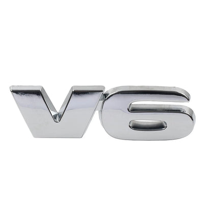 V6 Metal Logo Emblem Badge for Universal Cars (3D Silver)