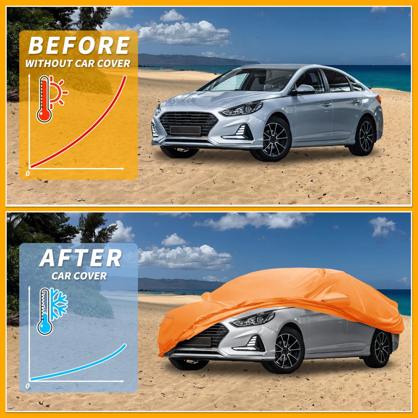 Waterproof Car Cover for Hyundai Sonata (210D-PU, Orange)