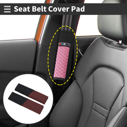 Set of 2 Seat Belt Cover Pads for Universal Fit (22.5cm) Carbon Fiber Leather