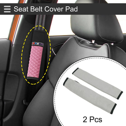 Set of 2 Grey Suede Seat Belt Cover Pads 30cm for Universal Fit