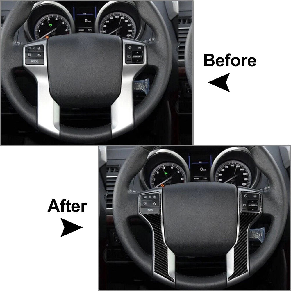 2X Steering Wheel Panel Cover Trim for Toyota Land Cruiser Prado (2010–2018)