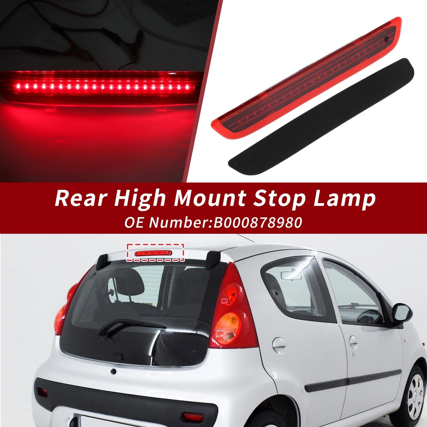 Red LED Third Brake Light for Citroen C1 Mk2 Peugeot 108 (2014–2021) B000878980