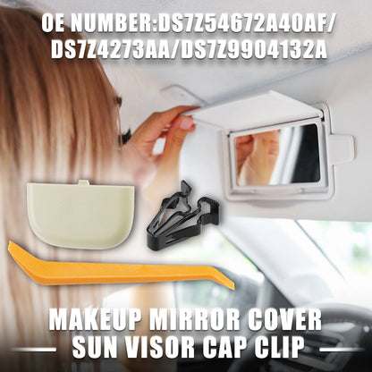 Set of 1 Makeup Mirror Cover Sun Visor Cap Clip for Ford (No.DS7Z54672A40AF)