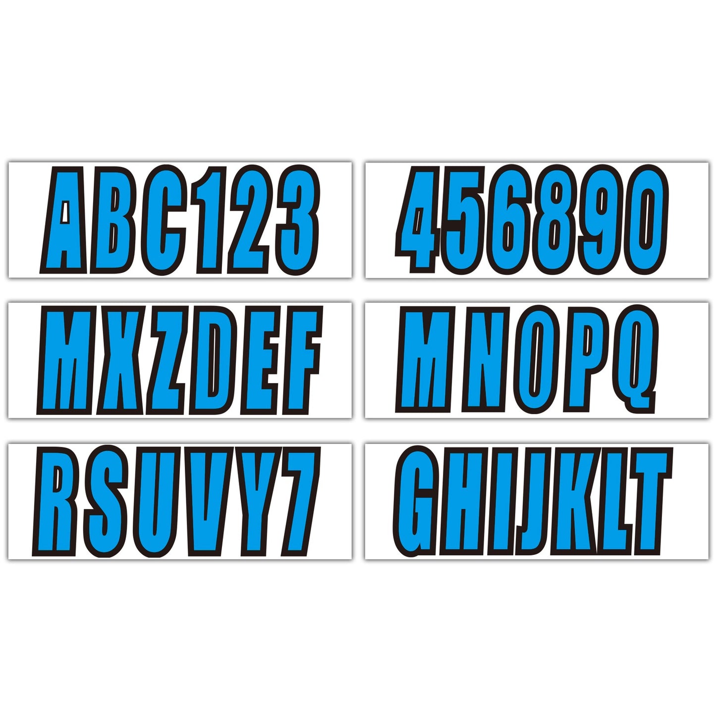 Set of 4 Blue Boat Registration Decal Stickers A-Z & 0-9