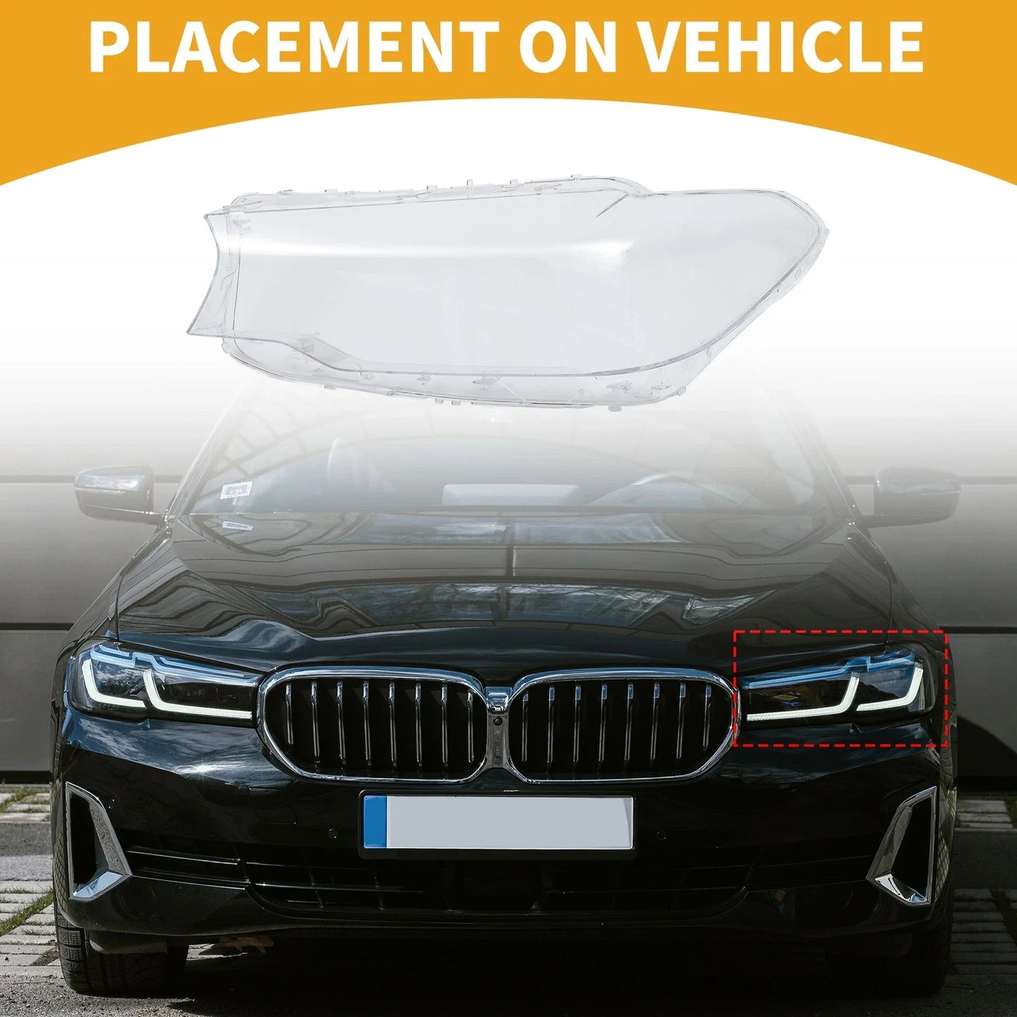 Front Left Headlight Lens Cover for BMW 5 Series (2017-2018)