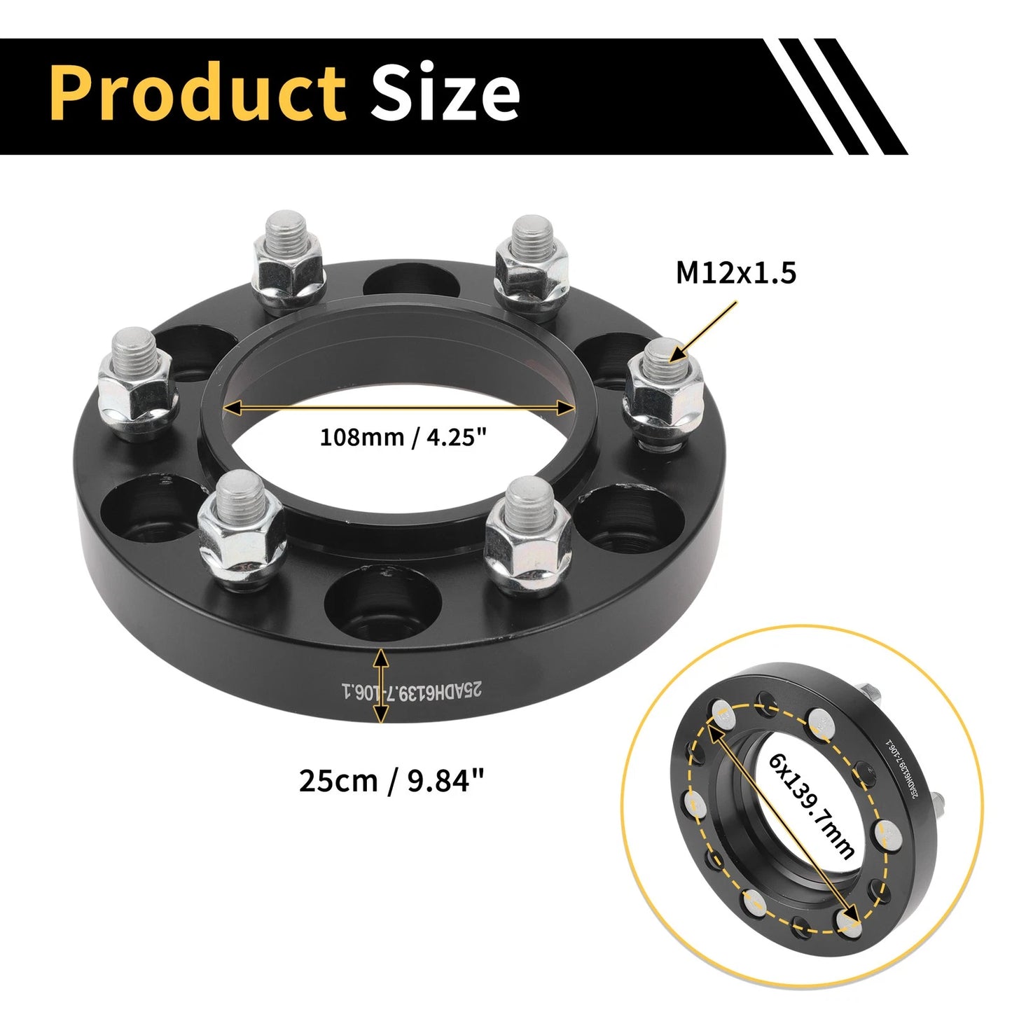 2X Wheel Spacers 6x139.7mm M12x1.5 for Toyota Land Cruiser (1980–1997)