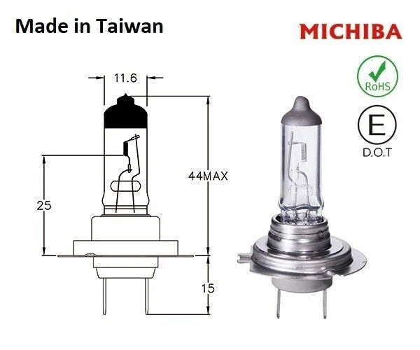 Set of 2 H7 Halogen Headlight Bulbs for Various Vehicles (12V 100W)