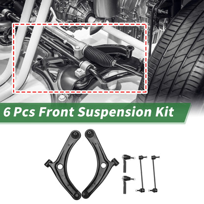 6 Pc Front Lower Control Arms for Jeep Compass (2007–2014) No.K620065/K620066/ES800408