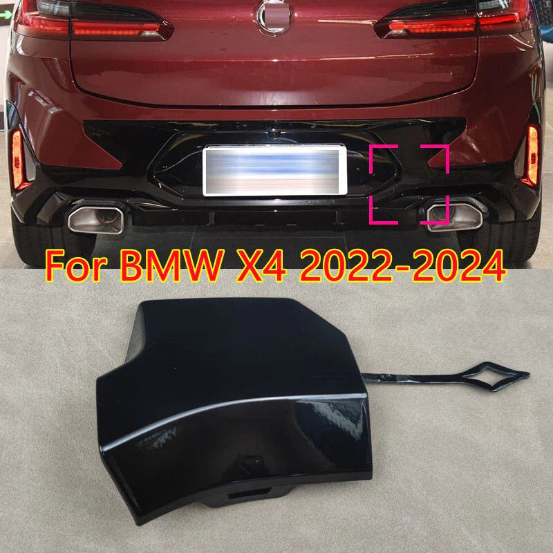 Glossy Black Painted Rear Bumper Tow Hook Cover Cap for BMW X4 (2022–2023)