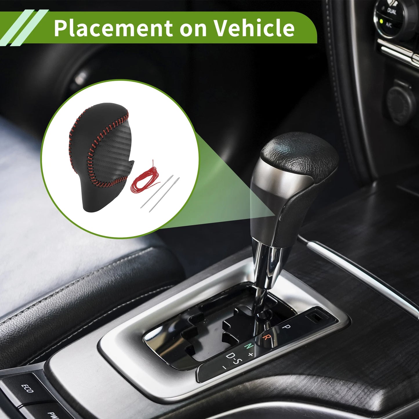 Gear Shift Knob Cover for Honda Civic (2022–2024) Black Carbon Fiber Red