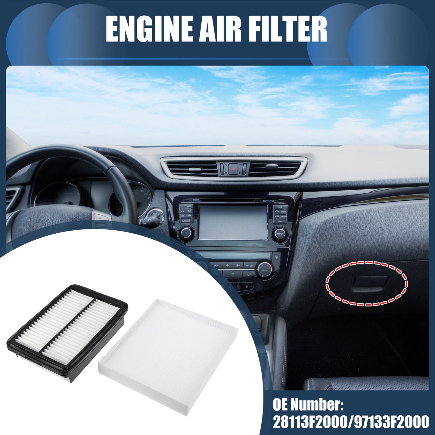 Set of 1 Engine Air Filter No. 28113F2000/97133F2000 for KIA Forte (2019–2020)