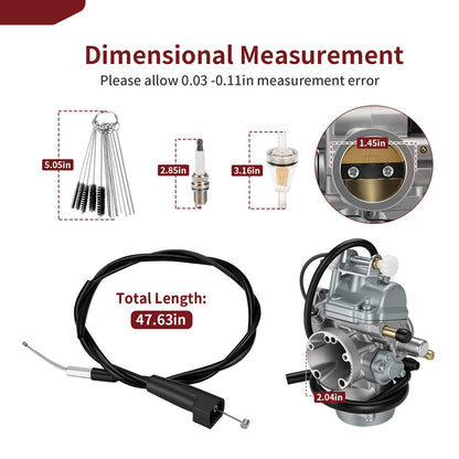 Carburetor and Throttle Cable for Suzuki Ozark 250 (2002–2007)