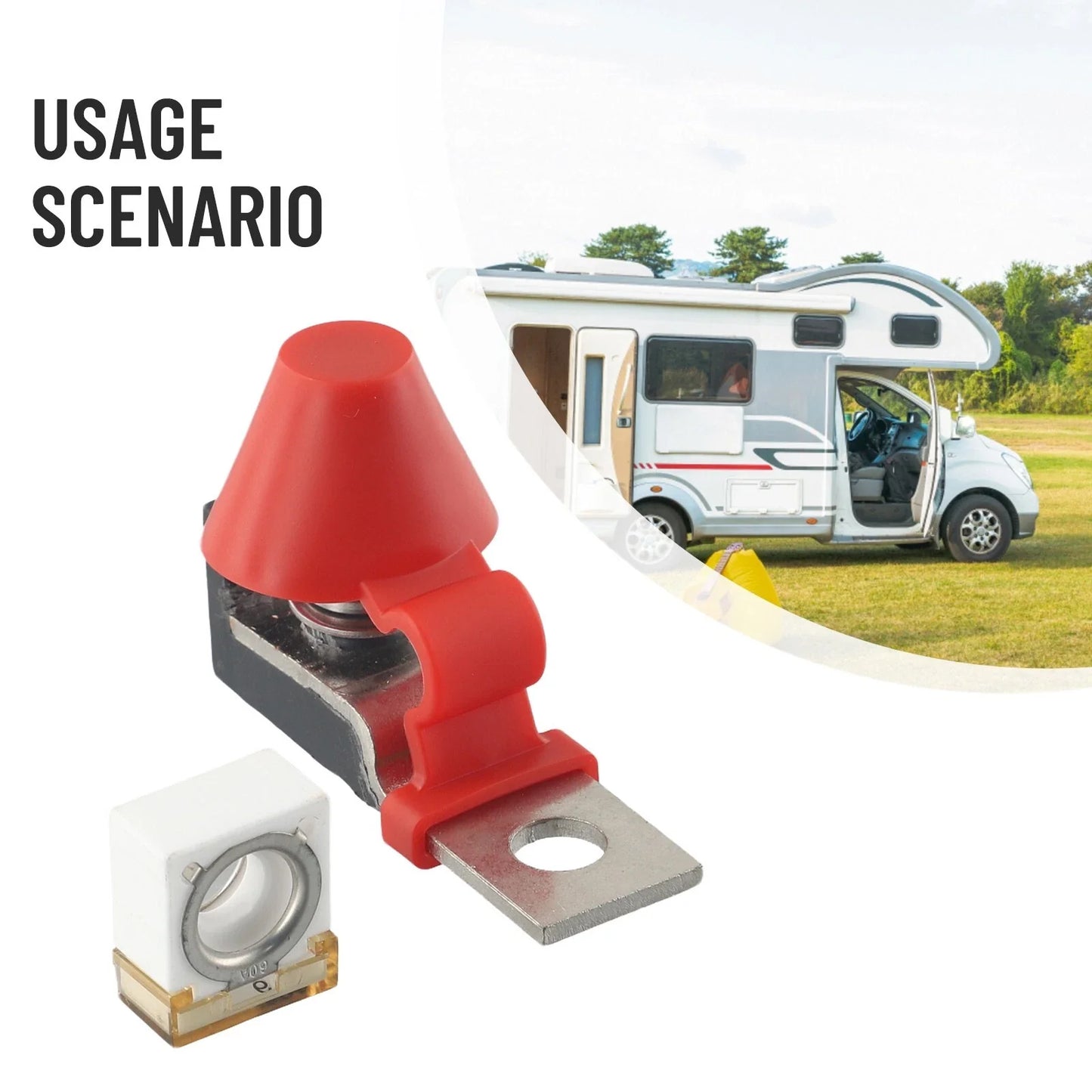 60 AMP MRBF Fuse Holder Battery Terminal Mount 8MM Includes 1pc 60A Fuse