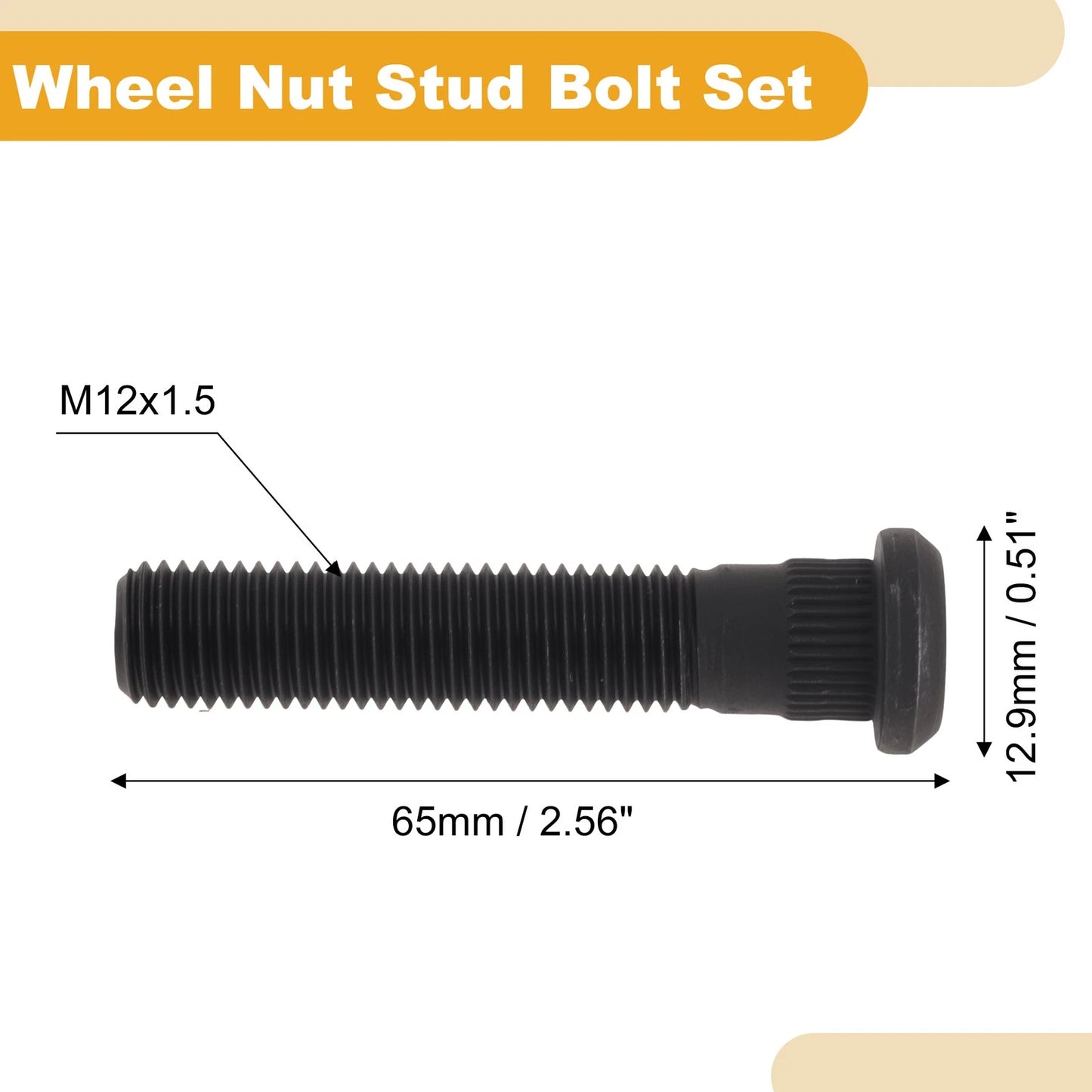 10 pcs M12x1.5 Wheel Lug Stud for Chevrolet Camaro (1982–2002) No.1007713 Black